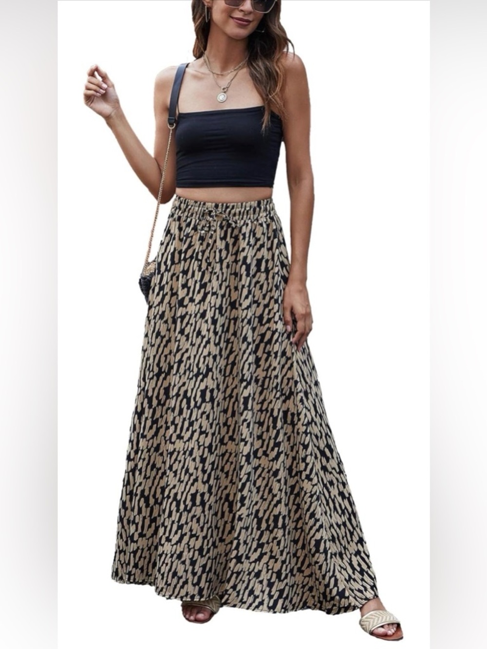 Women's Casual High-Waisted Maxi Skirt (L)